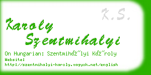 karoly szentmihalyi business card